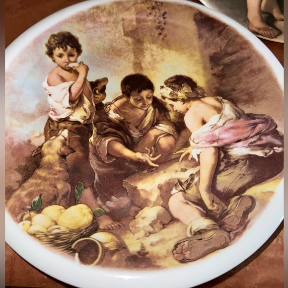 VTG Bartolome Esteban Murillo “Beggar Boys Playing Dice” &  Pie Eater LG Plates - Picture 3 of 6